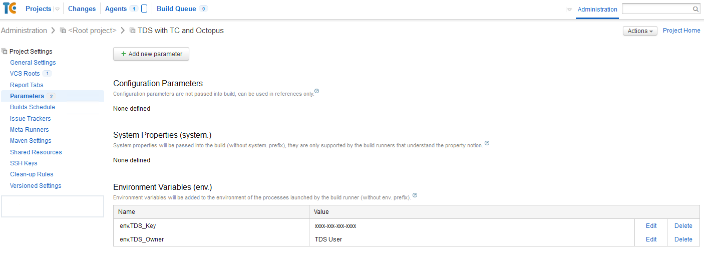 TDS Classic Sitecore Team City parameters